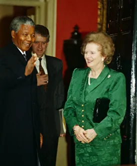 Nelson mandela with Prime Minister Margaret Thatcher at 10 Downing Street during his Nelson mandela with Prime Minister Margaret Thatcher at 10 Downing Street during his