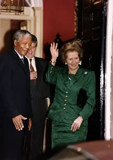 Nelson Mandela with Prime Minister Margeret Thatcher outside number 10 Downing street Nelson Mandela with Prime Minister Margeret Thatcher outside number 10 Downing street