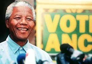 Images Dated 3rd September 1990: Nelson Mandela seen here campaigning during the South African elections standing beside a