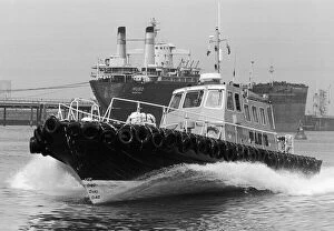Images Dated 26th June 1986: The new 315, 000 Pilot Cutter High Force seen here on the River Tees with the tanker Hugo