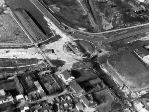 The new A66 bypass road roundabout under construction in Grangetown. 17th March 1986 The new A66 bypass road roundabout under construction in Grangetown. 17th March 1986