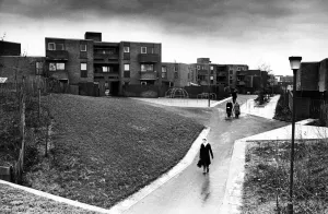 New homes and children's play area at Glebe Village, Washington. 26th January 1977 New homes and children's play area at Glebe Village, Washington. 26th January 1977