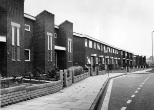 New housing development behind Hough Green Station. 27th July 1973 New housing development behind Hough Green Station. 27th July 1973