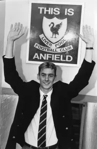 New Liverpool signing Don Hutchison at Anfield. 26th November 1990 New Liverpool signing Don Hutchison at Anfield. 26th November 1990