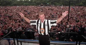New signing Alan Shearer greets fans outside St James Park Newcastle, 6th August 1996 New signing Alan Shearer greets fans outside St James Park Newcastle, 6th August 1996