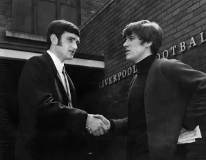 New signing Larry Lloyd is greeted by Emlyn Hughes upon his arrival at Anfield New signing Larry Lloyd is greeted by Emlyn Hughes upon his arrival at Anfield