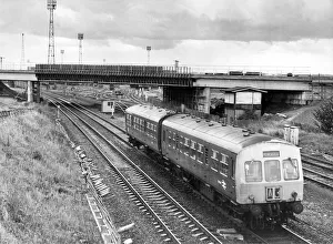 The new Western Way road bridge crossing the main London to Newcastle railway at North of The new Western Way road bridge crossing the main London to Newcastle railway at North of