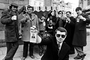 Newcastle barrow boys with their licences for legal trading in the city centre on 26th Newcastle barrow boys with their licences for legal trading in the city centre on 26th
