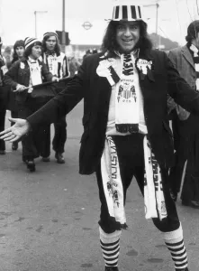 Newcastle United football fan at Wembley Stadium for FA Cup Final May 1974 Newcastle United football fan at Wembley Stadium for FA Cup Final May 1974