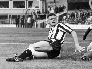 Newcastle United footballer Paul Gascoigne in action. Circa December 1987 Newcastle United footballer Paul Gascoigne in action. Circa December 1987
