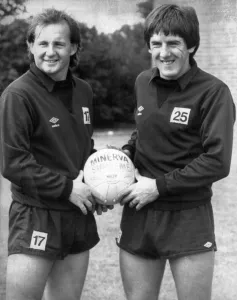 Newcastle United players David McCreery and Peter Beardsley, both ex-Manchester United Newcastle United players David McCreery and Peter Beardsley, both ex-Manchester United