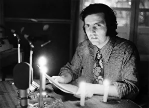 Here is the news about power cuts. Radio newsreader Alan Rogers tells listeners about Here is the news about power cuts. Radio newsreader Alan Rogers tells listeners about