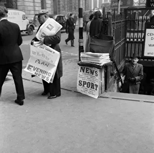 Newspaper Sellers in London. Circa April 1955 Newspaper Sellers in London. Circa April 1955