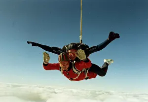 Nicholas Parsons TV Presenter and actor Tandem skydiving freefall January Nicholas Parsons TV Presenter and actor Tandem skydiving freefall January