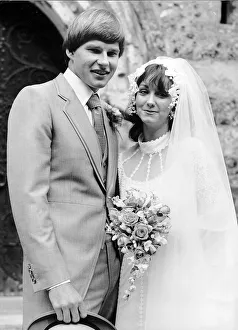 Nick Faldo Golf and Melanie Rockall stand outside the church after their wedding in St Nick Faldo Golf and Melanie Rockall stand outside the church after their wedding in St