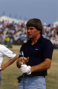 Nick Faldo golfer holding golf club June 1988 Nick Faldo golfer holding golf club June 1988