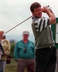 Nick Faldo during practice for Open Golf Champinship July 1997 at Troon Nick Faldo during practice for Open Golf Champinship July 1997 at Troon