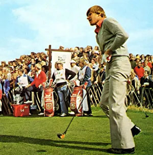 Nick Faldo tees off for the European Ryder Cup team. 1977 Ryder Cup Golf Nick Faldo tees off for the European Ryder Cup team. 1977 Ryder Cup Golf