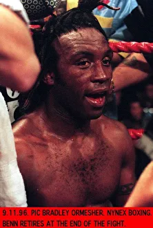 Nigel Benn Boxer after loosing to Steve Collins Boxer sitting back on his stool Nigel Benn Boxer after loosing to Steve Collins Boxer sitting back on his stool