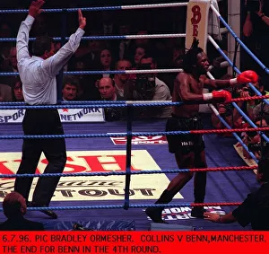 Nigel Benn is counted out by the referee during WBO super middleweight contest at Nigel Benn is counted out by the referee during WBO super middleweight contest at