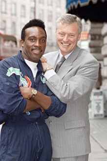 Images Dated 25th June 1991: Nigel Benn with manager Barry Hearn ahead of his upcoming fight with Kid Milo