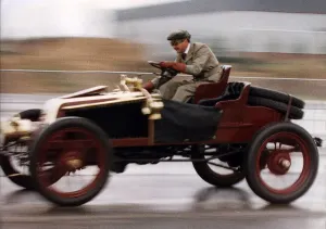 Nigel Mansell Formula One racing driver races in 1902 Renault Nigel Mansell Formula One racing driver races in 1902 Renault