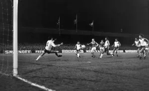 Noel Brotherston puts Israeli goalkeeper under pressure November 1981 Noel Brotherston puts Israeli goalkeeper under pressure November 1981