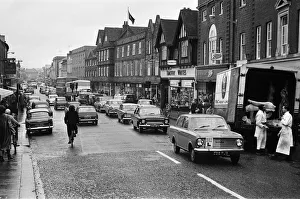 Northbrook Street in Newbury, Berkshire. Newbury is to become a city. 19th March 1964 Northbrook Street in Newbury, Berkshire. Newbury is to become a city. 19th March 1964
