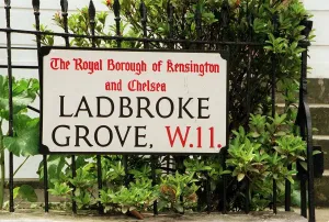 Notting Hill Feature April 1999 Ladbroke Grove Road sign, Notting Hill West London Notting Hill Feature April 1999 Ladbroke Grove Road sign, Notting Hill West London