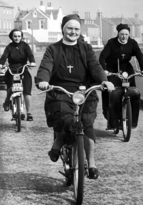 Nuns on motorbikes in Ardrossan in Scotland, 30th April 1971 Nuns on motorbikes in Ardrossan in Scotland, 30th April 1971