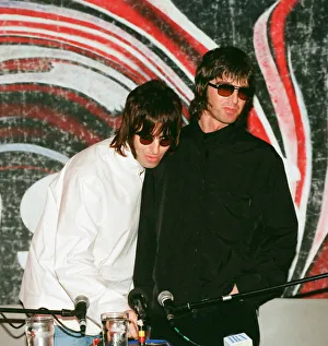 Oasis press conference, Liam and Noel Gallagher. 25th August 1999 Oasis press conference, Liam and Noel Gallagher. 25th August 1999