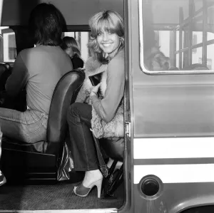Olivia Newton John leaving Heathrow Airport for Los Angeles. 9th June 1977 Olivia Newton John leaving Heathrow Airport for Los Angeles. 9th June 1977