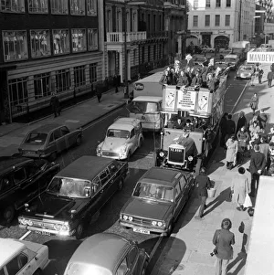 Open top 1925 Double Decker bus - Feb 1972 going through the streets of London Open top 1925 Double Decker bus - Feb 1972 going through the streets of London