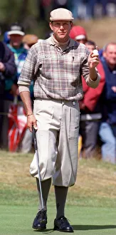 Open Golf Championship Birkdale 1998 Payne Stewart wears plus fours as he signals during Open Golf Championship Birkdale 1998 Payne Stewart wears plus fours as he signals during