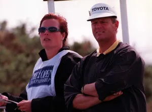 Open Golf Championship Birkdale 1998 Sandy Lyle stands with wife Jolande Open Golf Championship Birkdale 1998 Sandy Lyle stands with wife Jolande