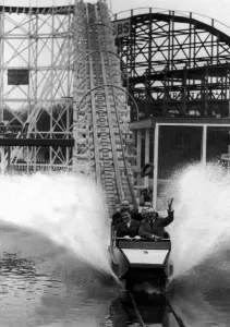 The opening of the new water chute at the Belle Vue Fairground and Gardens The opening of the new water chute at the Belle Vue Fairground and Gardens