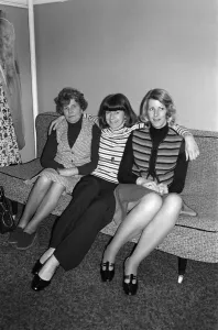 Pam Ayres in her dressing room at the Bristol Hippodrome with her mother and sister Pam Ayres in her dressing room at the Bristol Hippodrome with her mother and sister