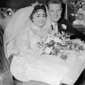 Pamela and David Moore seen here in the car on their way to the their reception in West Pamela and David Moore seen here in the car on their way to the their reception in West