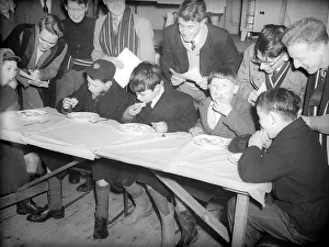 Pancake Day Eating Competition February 1955 Schoolboys take part in an eating Pancake Day Eating Competition February 1955 Schoolboys take part in an eating