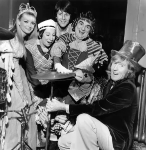 Pantomime at Liverpool Empire Theatre. Getting together for rehearsals at the Empire Pantomime at Liverpool Empire Theatre. Getting together for rehearsals at the Empire