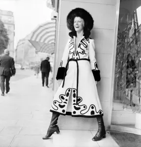 Paris fashions: Pictures taken at Louis Feraud. Model Christine in white wool Zipp front Paris fashions: Pictures taken at Louis Feraud. Model Christine in white wool Zipp front