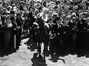 Parthia with Harry Carr jockey wins Derby at Epsom - 1959 led by owner Sir Humphrey Parthia with Harry Carr jockey wins Derby at Epsom - 1959 led by owner Sir Humphrey