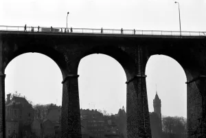 The Passerelle Viaduct Luxembourg April 1975 75-2201-007 Luxembourg city is situated on a The Passerelle Viaduct Luxembourg April 1975 75-2201-007 Luxembourg city is situated on a
