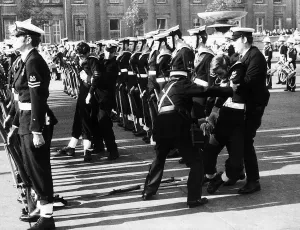 Passing out Parade, five boy sailors fainted under the heat at an annual Trafalgar Day Passing out Parade, five boy sailors fainted under the heat at an annual Trafalgar Day