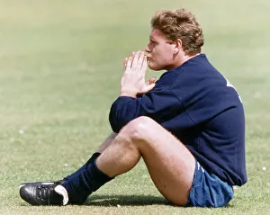Paul Gascoigne in contemplative mood during a Tottenham Hotspur training session Paul Gascoigne in contemplative mood during a Tottenham Hotspur training session