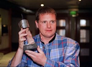 Images Dated 29th April 1996: Paul Gascoigne Rangers football player with award trophy