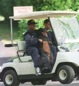 Paul Ince June 1998 England Player playing golf on hotel golf course Paul Ince June 1998 England Player playing golf on hotel golf course