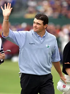 Paul Lawrie salutes the crowd on the 18th green after winning the 1999 British Open Golf Paul Lawrie salutes the crowd on the 18th green after winning the 1999 British Open Golf