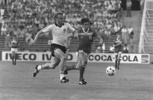 Paul Mariner and Hans Pieter Briegal during World cup 1982 England 0 Paul Mariner and Hans Pieter Briegal during World cup 1982 England 0