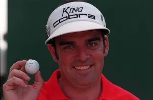 Paul McGinley Golfer smiles as he celebrates getting a hole in one in the 1996 British Paul McGinley Golfer smiles as he celebrates getting a hole in one in the 1996 British